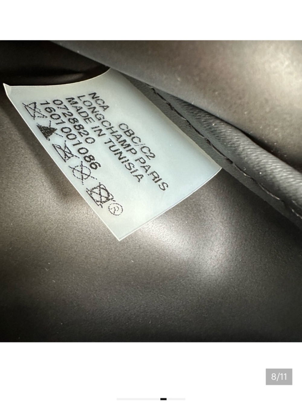 Longchamp small grey handbag with croc-embossed leather - Picture 8 of 11
